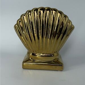 Gold Clamshell Decoration, Vase, Napkin Holder, Nautical
